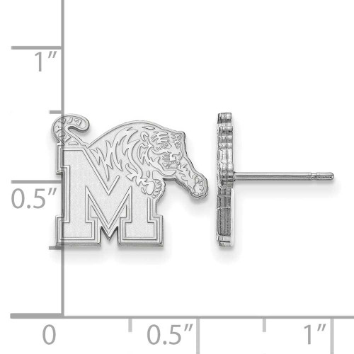 Image of 14K White Gold University of Memphis Small Post Earrings by LogoArt