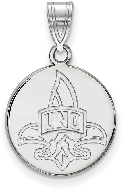 Image of 14K White Gold University of New Orleans Medium Disc Pendant by LogoArt