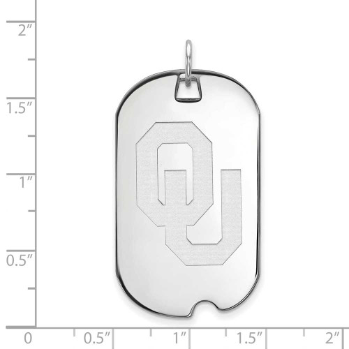 Image of 14K White Gold University of Oklahoma Large Dog Tag by LogoArt (4W029UOK)