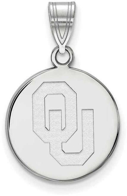 Image of 14K White Gold University of Oklahoma Medium Disc Pendant by LogoArt (4W036UOK)