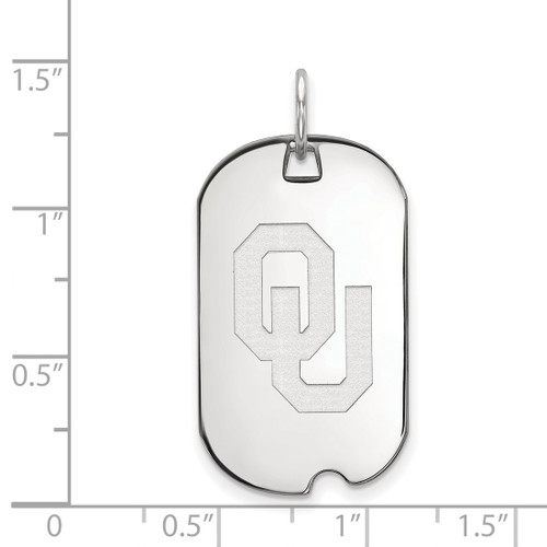 14K White Gold University of Oklahoma Small Dog Tag by LogoArt (4W028UOK)