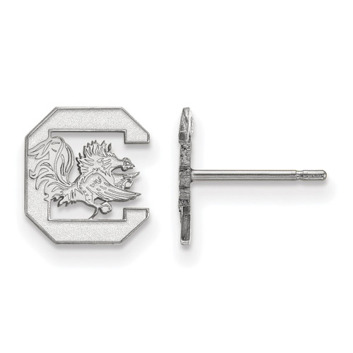 14K White Gold University of South Carolina XSmall Post Earrings LogoArt 4W008
