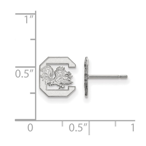 14K White Gold University of South Carolina XSmall Post Earrings LogoArt 4W008