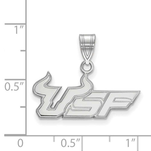 Image of 14K White Gold University of South Florida Medium Pendant by LogoArt (4W015USFL)