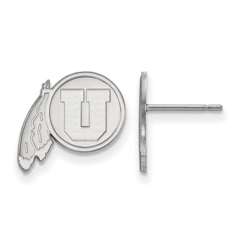 14K White Gold University of Utah Small Post Earrings by LogoArt