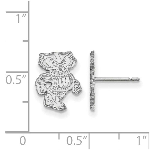 Image of 14K White Gold University of Wisconsin Small Post Earrings by LogoArt (4W050UWI)