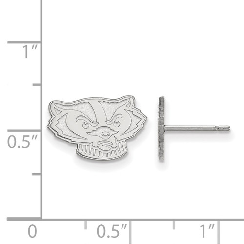 14K White Gold University of Wisconsin X-Small Post Earrings by LogoArt 4W064UWI