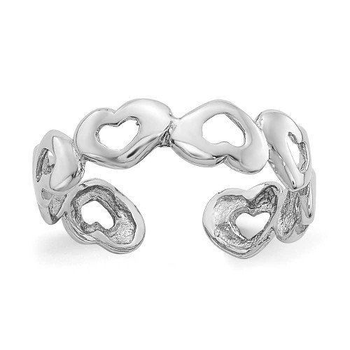 Image of 14K White Gold Up and Down Heart Open Adjustable Toe Ring