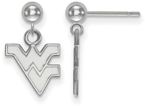 Image of 14K White Gold West Virginia University Earrings Dangle Ball by LogoArt