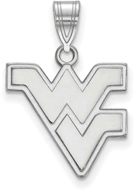 Image of 14K White Gold West Virginia University Medium Pendant by LogoArt (4W003WVU)