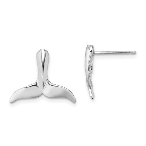 Image of 14K White Gold Whale Tail Post Earrings