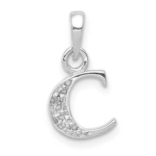 Image of 14K White Gold with Rhodium Diamond Letter C Initial Pendant