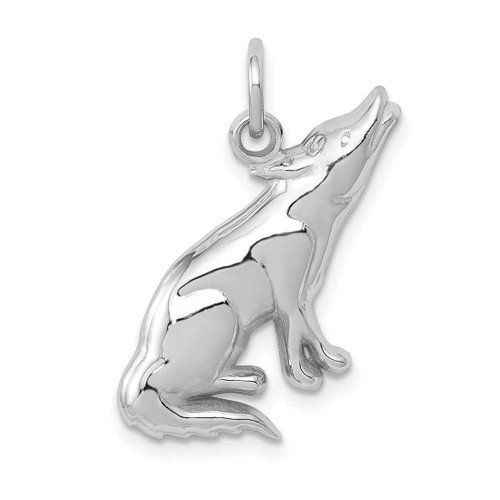 Image of 14K White Gold Wolf Charm