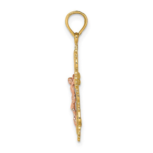 Image of 14k Yellow & Rose Gold Crucifix w/ Lace Trim Pendant