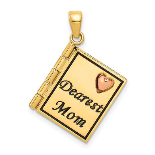 Image of 14K Yellow & Rose Gold Dearest Mom Book Pendant