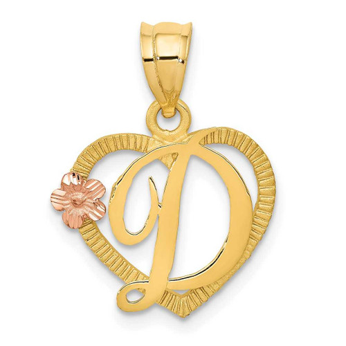 Image of 14K Yellow & Rose Gold Initial D In Heart Pendant