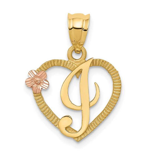 Image of 14K Yellow & Rose Gold Initial I In Heart Pendant