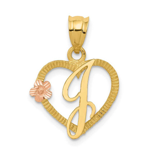 Image of 14K Yellow & Rose Gold Initial J In Heart Pendant
