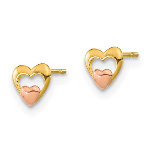 Image of 5mm 14k Yellow & Rose Gold Madi K Childrens Heart Post Earrings GK709