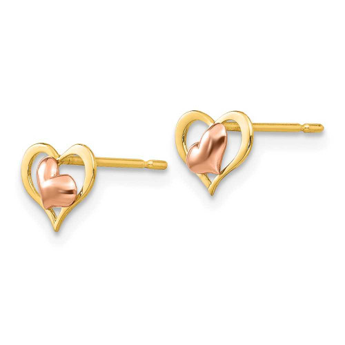 Image of 6mm 14k Yellow & Rose Gold Madi K Childrens Heart Post Earrings GK734