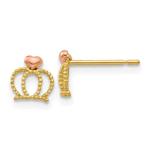 Image of 6mm 14k Yellow & Rose Gold Madi K Gold Childrens Crown Stud Earrings