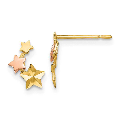 Image of 9mm 14k Yellow & Rose Gold Madi K Shiny-Cut Childrens Star Post Earrings
