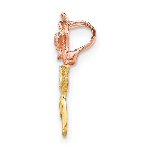 Image of 14K Yellow & Rose Gold Mini Pink Rose Flower Slide Pendant