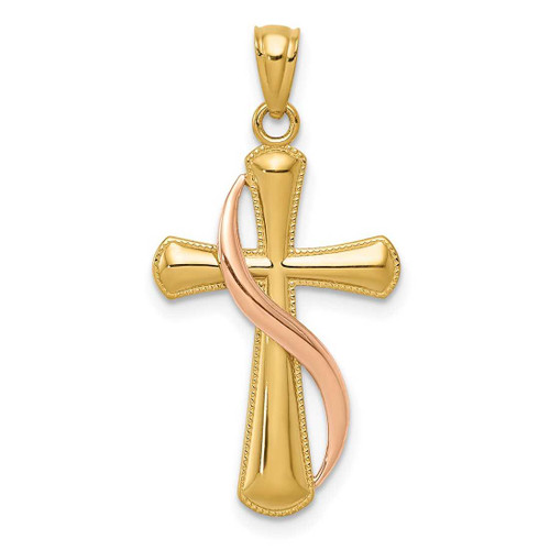 Image of 14K Yellow & Rose Gold Polished Methodist Cross Pendant