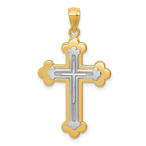 Image of 14K Yellow & White Gold Budded Cross Pendant