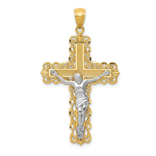 Image of 14K Yellow & White Gold Crucifix Pendant K6324