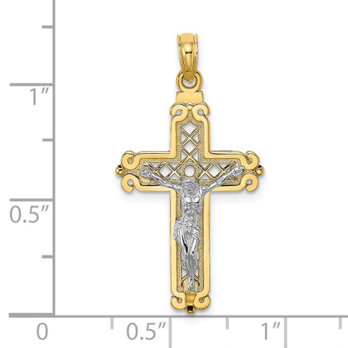 Image of 14k Yellow & White Gold Fancy Crucifix Pendant