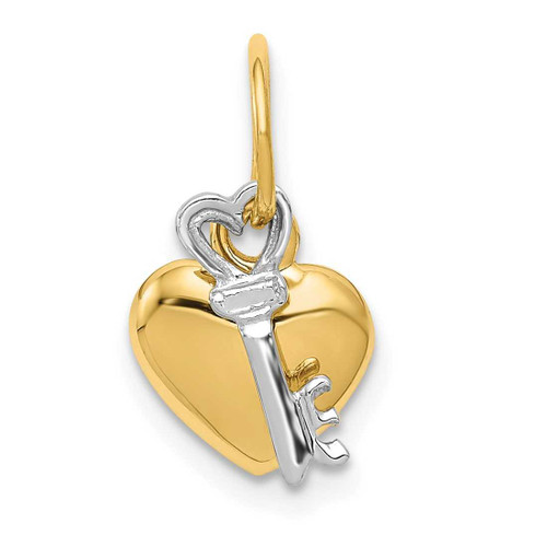 Image of 14K Yellow & White Gold Heart & Key Charm D603