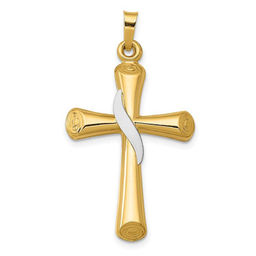 Image of 14K Yellow & White Gold Hollow Methodist Cross Pendant XR266