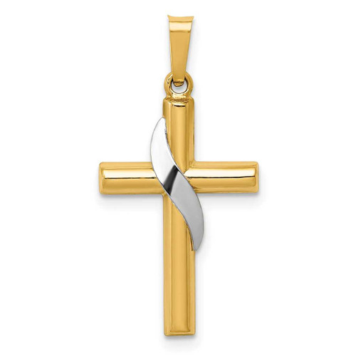 Image of 14K Yellow & White Gold Hollow Methodist Cross Pendant XR561