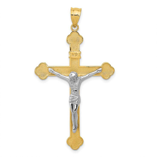 Image of 14K Yellow & White Gold Inri Budded Crucifix Pendant