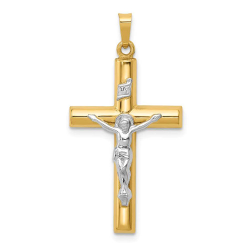 Image of 14K Yellow & White Gold Inri Hollow Latin Crucifix Pendant XR298