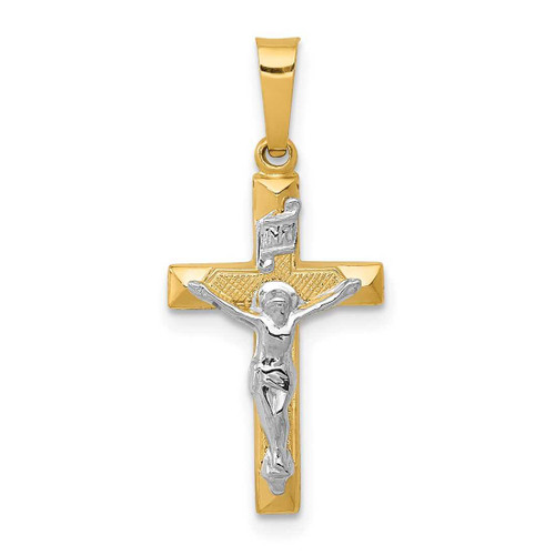 Image of 14K Yellow & White Gold Inri Hollow Latin Crucifix Pendant XR309