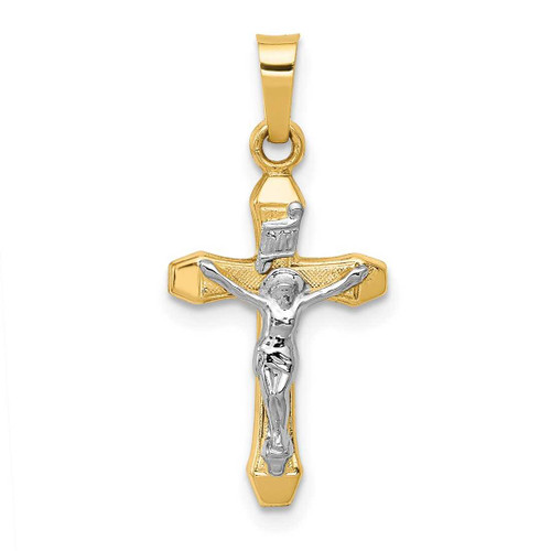 Image of 14K Yellow & White Gold Inri Hollow Latin Crucifix Pendant XR314