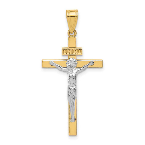 Image of 14K Yellow & White Gold Inri Latin Crucifix Pendant D3668