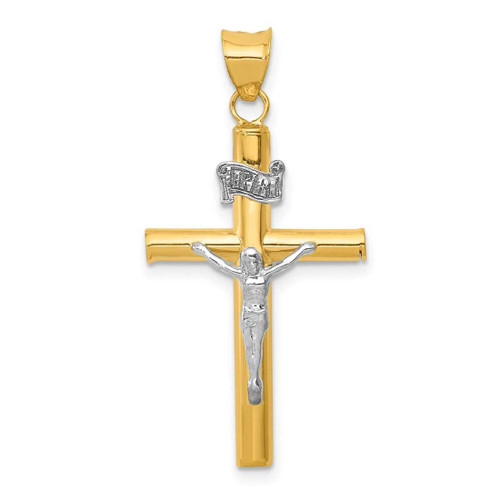 Image of 14K Yellow & White Gold Inri Latin Crucifix Pendant K3725