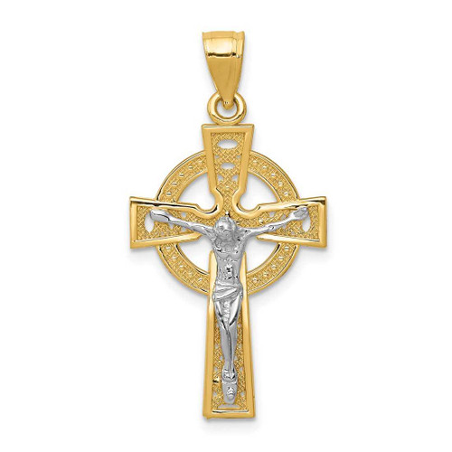Image of 14K Yellow & White Gold Iona Crucifix Pendant K2192