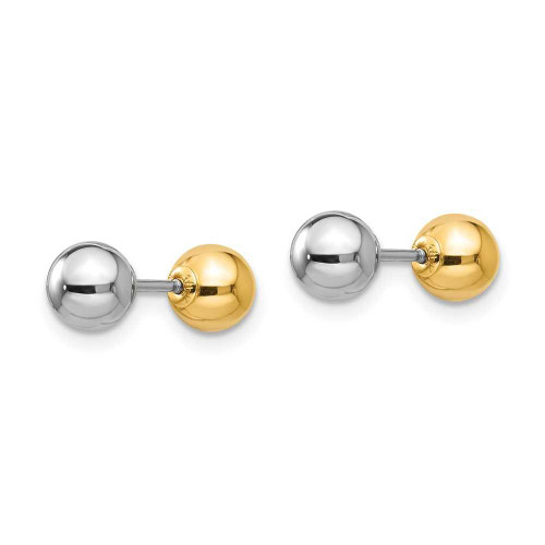 Image of 5mm 14k Yellow & White Gold Madi K Reversible 5mm Ball Screw Earrings