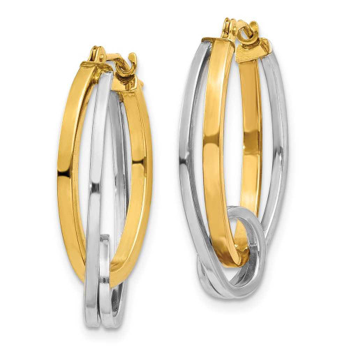 Image of 14mm 14k Yellow & White Gold Oval Hoop w/ Loop Earrings
