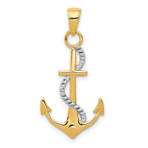 Image of 14K Yellow & White Gold Polished Anchor w/ Rope Pendant