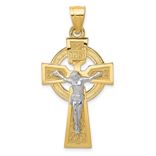 Image of 14K Yellow & White Gold Polished Celtic Inri Crucifix Pendant