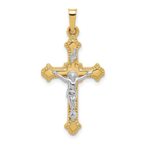 Image of 14K Yellow & White Gold Polished Inri Latin Crucifix Pendant XR1626