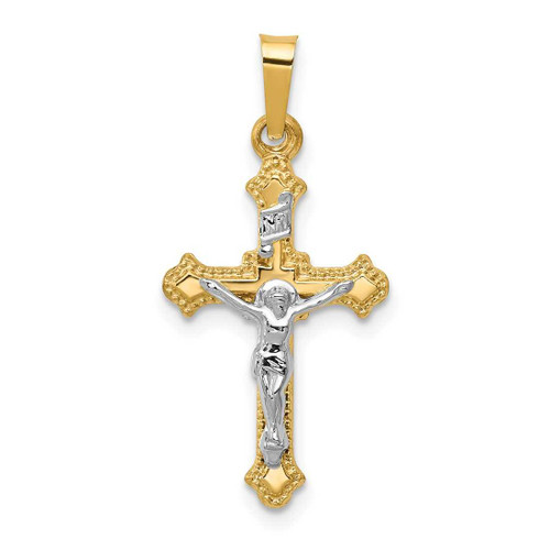 Image of 14K Yellow & White Gold Polished Inri Latin Crucifix Pendant XR1628