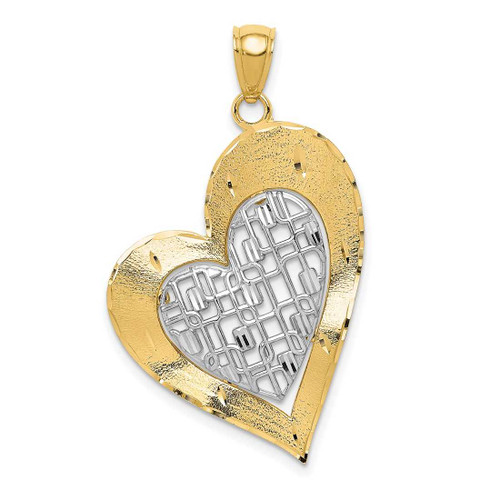 Image of 14K Yellow & White Gold Shiny-Cut Fancy Cutout Double Heart Pendant