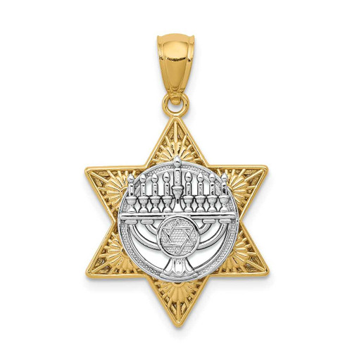 Image of 14K Yellow & White Gold Star Of David & Menorah Pendant