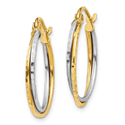 Image of 20mm 14k Yellow and White Gold Shiny-Cut Twisted Hoop Earrings